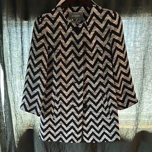 Johnston & Murphy Chevron Black and White Pea Coat